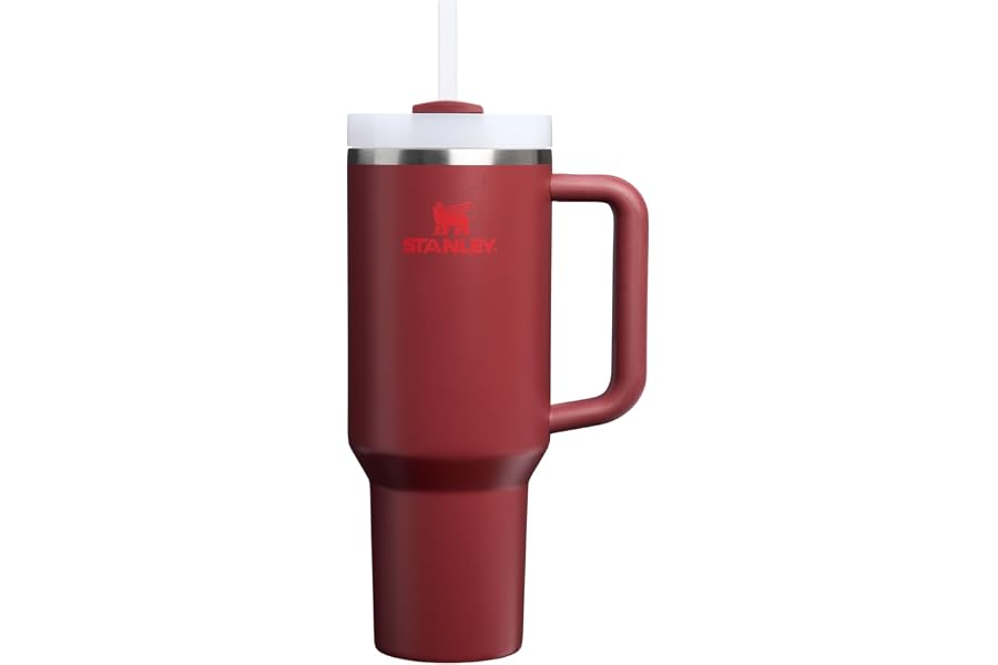 STANLEY Quencher H2.0 Flow State Tumbler, 40 oz, Cranberry | Handle and Straw | 3-Position Lid | Cup Holder Compatible for Tr Book