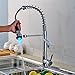 Rozin Deck Mount Chrome Finish LED Rotatable Tall Kitchen Sink Faucet Mixer Tap with Pull Down Sprayer Curve Spout Bar Faucet
