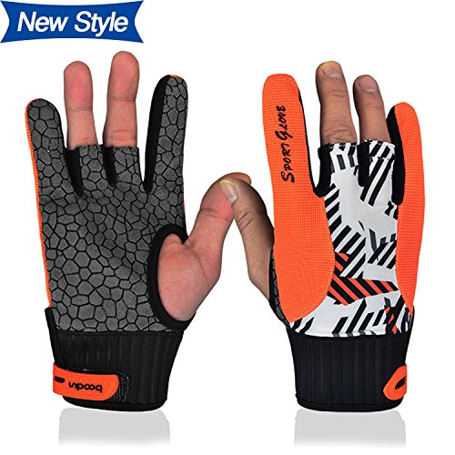 Jelinda New Style Bowling Gloves Professional Silicone Anti-skid Wrist Support Left and Right Hand Bowling Gloves for Men and Women(1 Pair) (Orange-M) - Thumbnail 7
