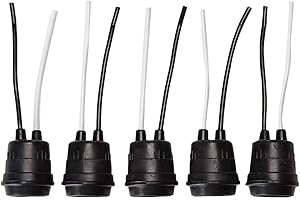 LONGDEX 12pcs Lamp Base Waterproof Black Pigtail Lamp Holder Socket 250V 6A (12)