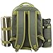 ALLCAMP Picnic Backpack for 4 Person with Cooler Compartment, Detachable Bottle/Wine Holder, Fleece Blanket, Plates and Cutlery Set, Green