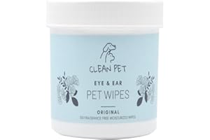 Clean Pet Veterinarian Approved Eye & Ear Wipes for Canadian Pets - 2-in-1 Tear Stain Remover & Infection Treatment for Dogs 