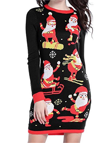 v28 Varied Ugly Christmas Sweater for Women Funny Reindeer Knit Sweaters Dress
