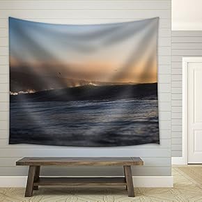 Seashore with Huge Waves on The Sea - Fabric Wall Tapestry Home Decor - 51x60 inches
