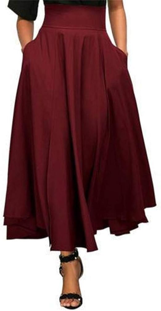 Flessibile Grande Maxi Gonna Lunga Da Donna Con Vita Alta Elastica