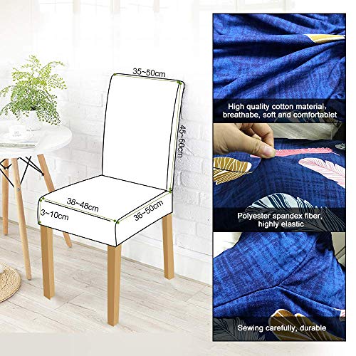 Leanking Knit Spandex Fabric Stretch Removable Washable Dining Room Chair Slipcover Home Decor Set of 4 (Grey Leaf, 4 Pcs)