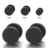 Men Women 6-12MM Black Sand Matt Screw Stud Earrings, Cheater Fake Plugs Gauges Illusion Tunnel