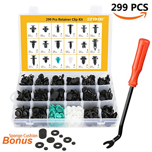 299 Pcs Auto Push Clips & Fasteners Set - 18 MOST Popular Sizes Plastic Push Rivets Clips Kit -Car Door Panel Tirm Clips For BMW,TOYOTA, Honda, Benz, NISSAN, Subaru, Mazda(Not Only These Cars)