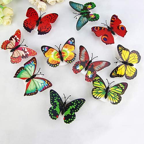 Muzhili3 LED Night Light, Plastic Toy LED Colorful Butterfly Children Bedroom Stick-on Night Light Lamp