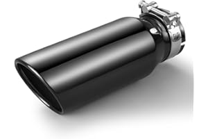 Autarboor 3 Inch Inlet Exhaust Tip,3" Inlet 4" Outlet 12" Overall Length,Chrome Black Exhaust Tip,Chrome-Plated Exhaust Tip,Stainless Steel,Angle Cut,Clamp On