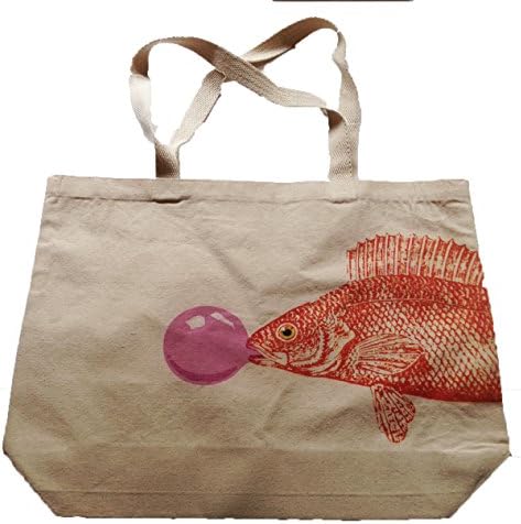 Great American Graphic Designs - Large Capacity Cotton Canvas Tote Bag (Bubba Goldfish)