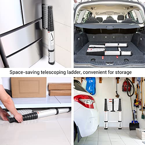 Aluminum Telescoping Ladder, Ohuhu Upgraded 12.5 FT ANSI Certified One