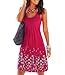 AELSON Womens Summer Casual Sleeveless Mini Printed Vest Dresses Rose