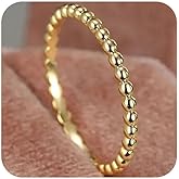 LMCIEZR 2MM Gold Stackable Rings - Thin Band Rings - Dainty Gold Rings for Women - Trendy Beaded Twist Hammered CZ Stacking Rings - 14K Gold Plated Rings - Size 10