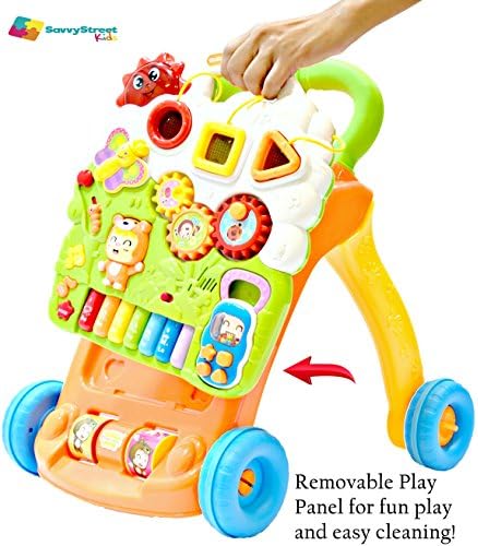 SAVVYSTREET KIDS – BABY CLASSIC, PUSH AND PULL, SIT TO STAND LEARNING WALKER WITH FUN INTERACTIVE FEATURES AND SOUNDS