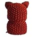 Jenny Shop Winter Kids Warm Fox Animal Hats Knitted Coif Hood Scarf Beanies for Autumn Winter, Wine Red