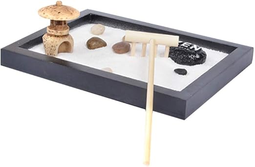 Exceart Zen Sand Garten mit Rechen Desktop Sandbox Tischplatte