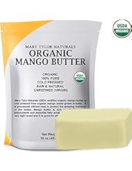 Organic Mango Butter 1 lb USDA Certified Organic, Cold Pressed, Unrefined by Mary Tylor Naturals, Premium Grade Raw Pure Mango Butter, Amazing Skin Nourishment Great Moisturizer