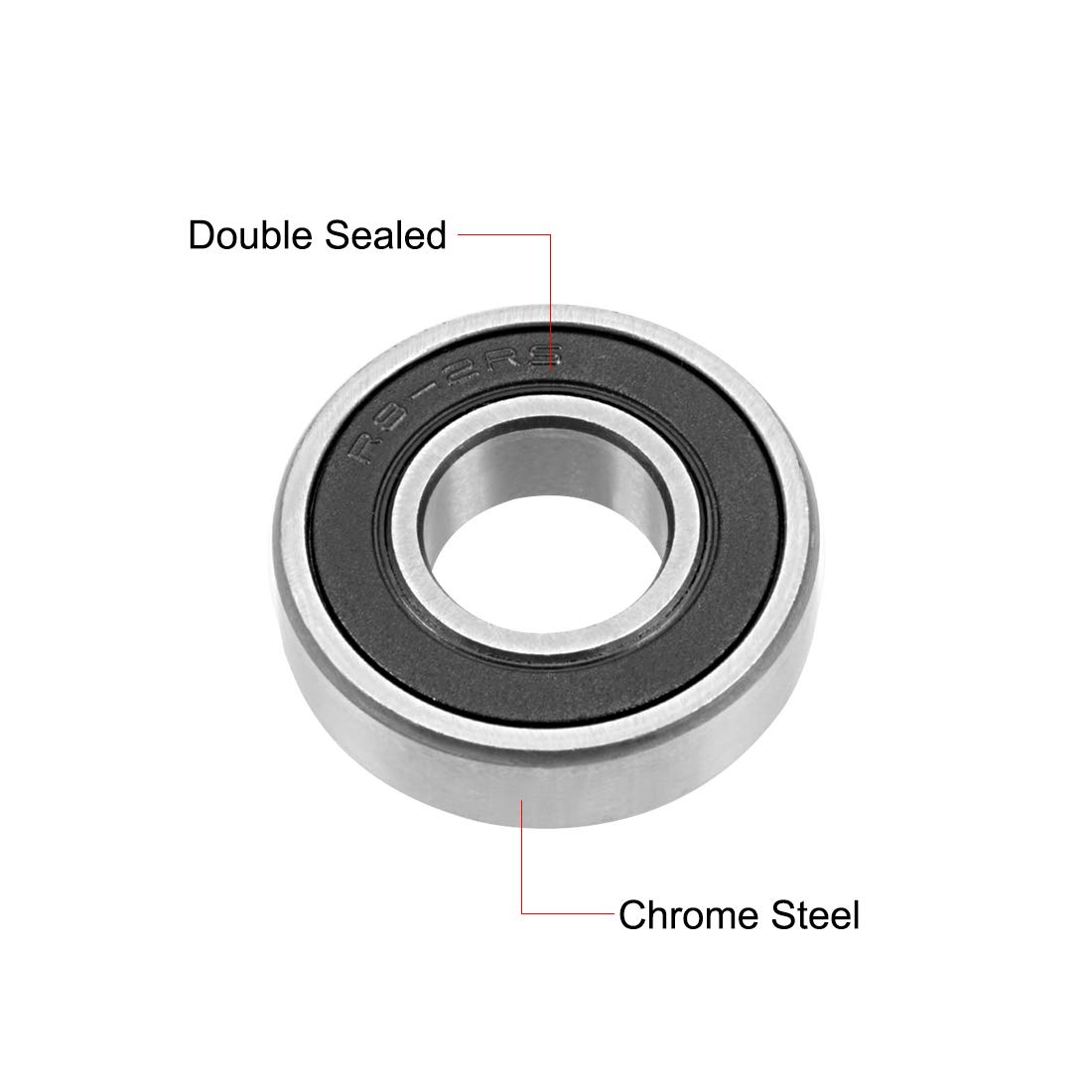 sourcing map R8-2RS Deep Groove Ball Bearing 1/2"x1-1/8"x5/16" Double Sealed Chrome Steel Bearings 2-Pack - Image 3