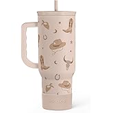 SANDJEST Cowgirl Tumbler 40oz for Women Girls – Stainless Steel Travel Coffee Mug Cup with Handle and Straw, Gift for Birthday Christmas