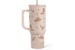 SANDJEST Cowgirl Tumbler 40oz for Women Girls – Stainless Steel Travel Coffee Mug Cup with Handle and Straw, Gift for Birthda