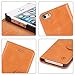 iPhone SE Case, iPhone 5S Wallet Case, SHIELDON Genuine Leather Slim Folio Flip Magnetic Case Cover with Kickstand & Credit Card Slots for Apple iPhone 5/5S/SE, Tan Brown