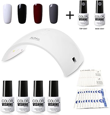 Doffx Nail Starter Kit 4 Colours Soak Off Gel Polish & Top Base Coat, 36W SUN9C Professional LED Lamp Gel Dryer Manicure, Remover & Cleanser Manicure Nail Art Tool #C012