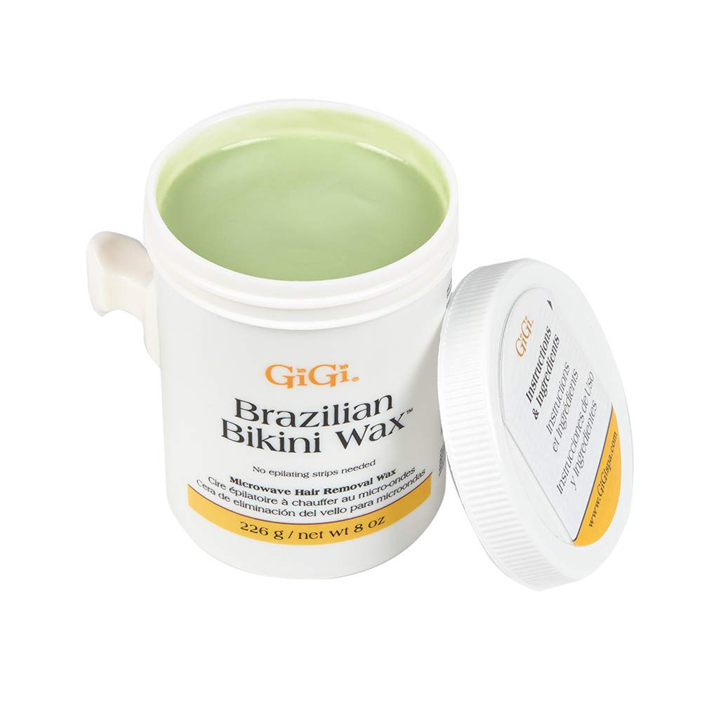 GiGi Brazilian Bikini Wax Microwave Formula, Painless, Residue-Free Hard Wax for Coarse Hair, Perfect for Sensitive Areas, 8 oz, 1-pack