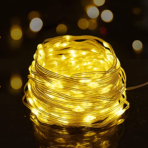 Solar String Lights Outdoor Waterproof, Solar Fairy Lights with 8-Lighting Modes, Cooper Wire PVC Covered, Decoractive Lights for Garden Party Wedding Christmas (2-Pack, 200-LED, 72ft, Warm White)