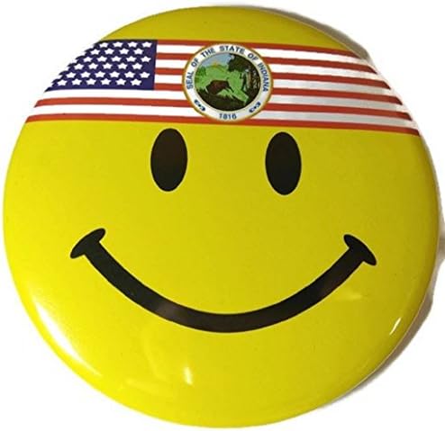 Chic 4 in 1 Emoticon SEAL INDIANA IN US Flag Jumbo Badge Button Pin 3.75”