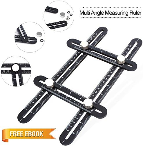 Multi Angle Measuring Ruler - Template Tool - Aluminum Alloy Full Metal Multi-Angle Measurement Tool for Carpentry Woodworking with eBook