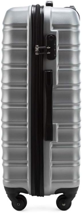 WITTCHEN Travel Suitcase Carry-On Cabin Luggage Hardshell Made of ABS with 4 Spinner Wheels Combination Lock Telescopic Handle Groove Line Set of 3 suitcases Grey - Image 4