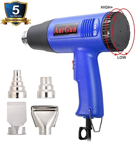 heat gun Kit With 1800W Adjustable Temperature Electric 110V Heating Blower AurGun Dual Air Flow paint remover Blue