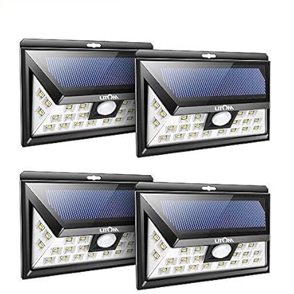 Litom Solar Lights Outdoor Garden 24 Led Solar Motion Light With 3 Lighting Modes 120 Wide Angle Solar Patio Lighting For Garden Yard Patio Path