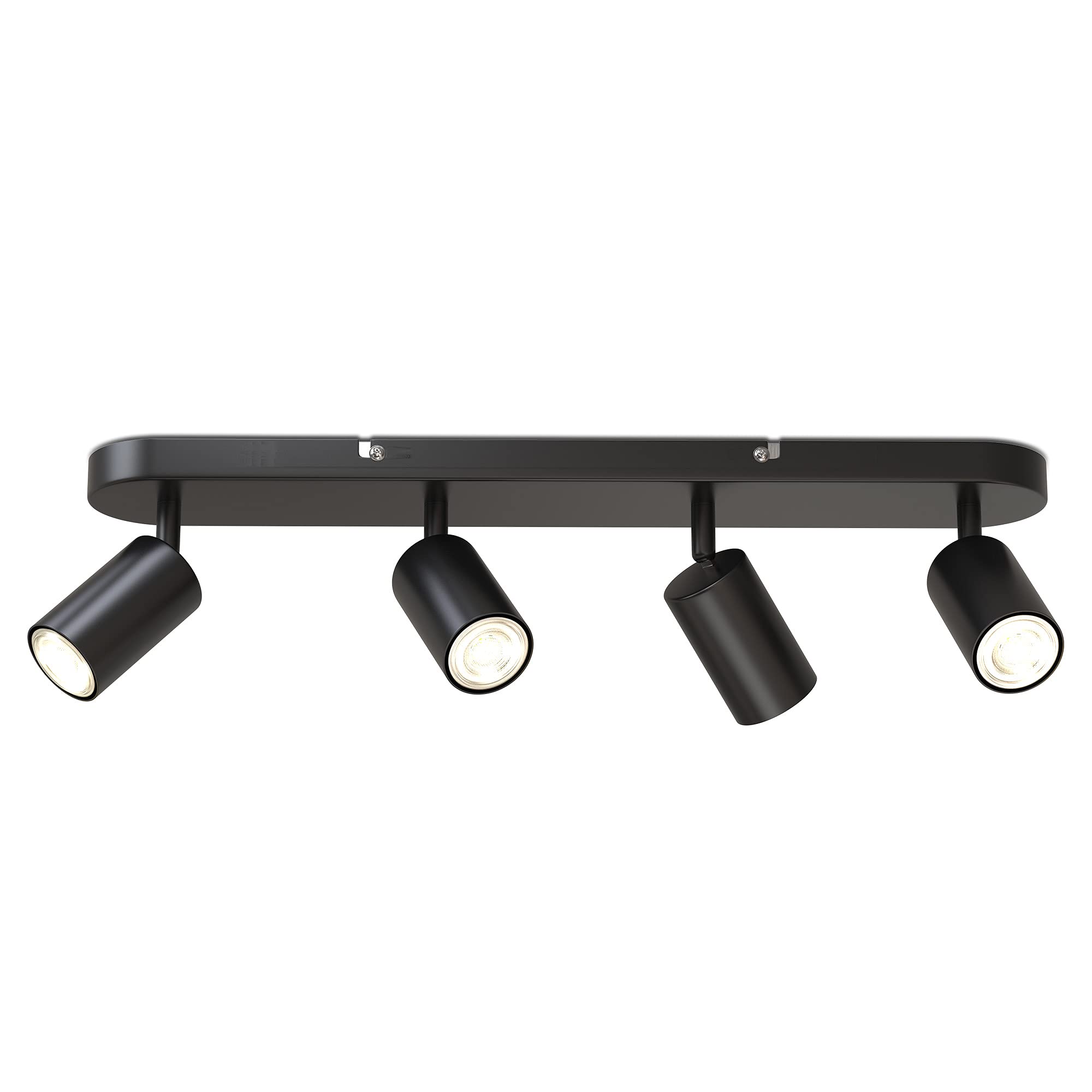 B.K.Licht Ceiling Light, 4 Adjustable Spots, GU10 Sockets, Bulbs not Included, Rotatable Spotlight for Kitchen, Dining Room, Bedroom, Metal Spotbar, Flexible Design IP20 230V, 55/21.6 cm, Black
