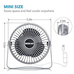 BESKAR USB Small Desk Fan, Portable Fans with 3