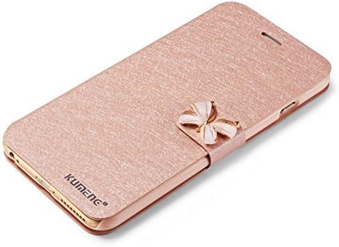 iPhone 7 Case,[Butterfly Buckle Case] Silk Clamshell Grain Pu for iPhone 7,Natural Silk Pattern Stand Case Cover (with 1 Card Slots)-Pink