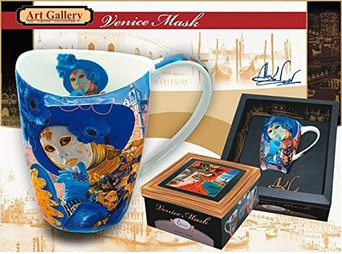 Carmani Painters Tea or Coffee Cup,"Venice Mask" Alex Levin Collection (Venice Mask (13 Oz))