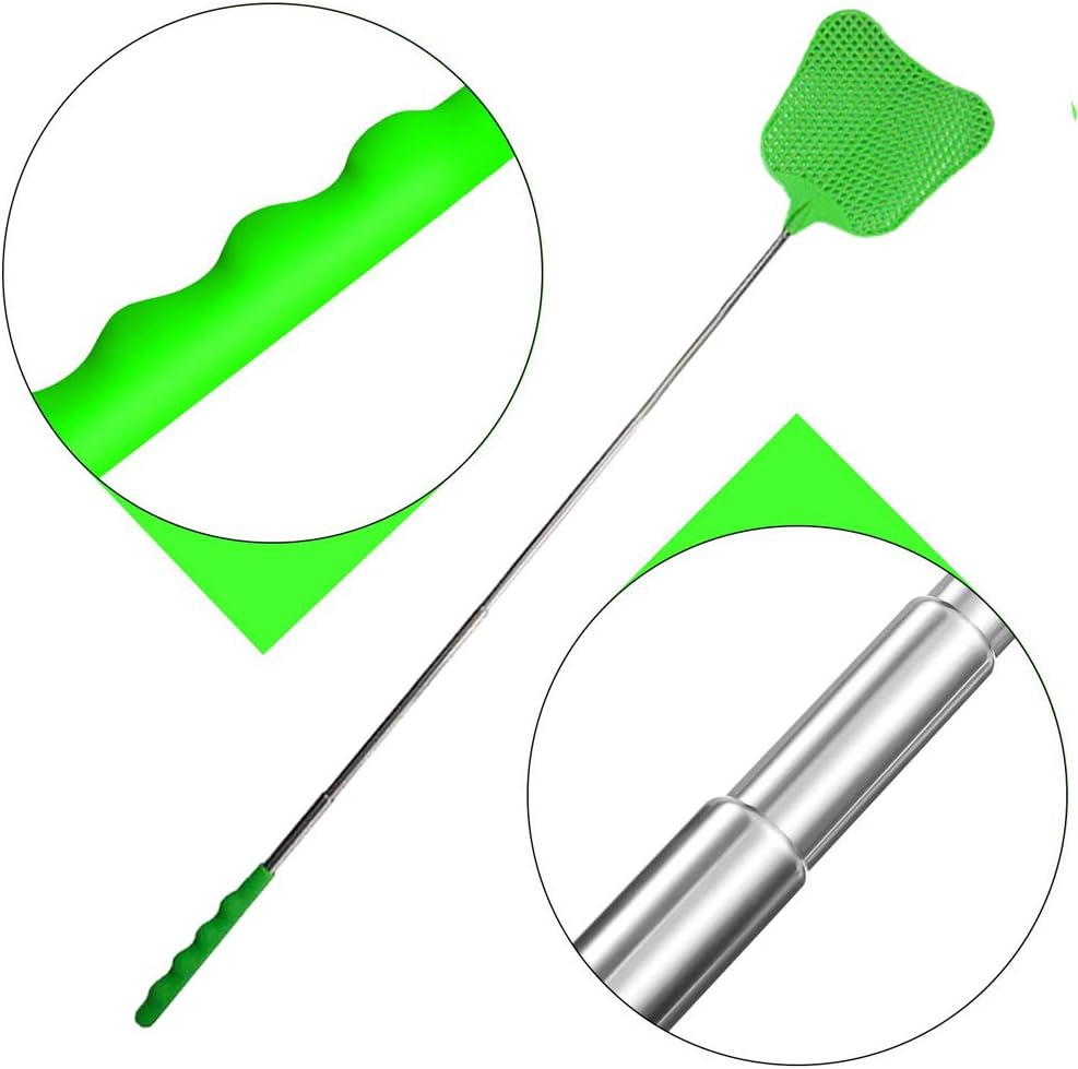 Lecoku 5 Pack Telescopic Fly Swatter Manual Heavy Duty Plastic Flyswatter with Extendable Stainless Steel Pole 5 Colors: Garden & Outdoor