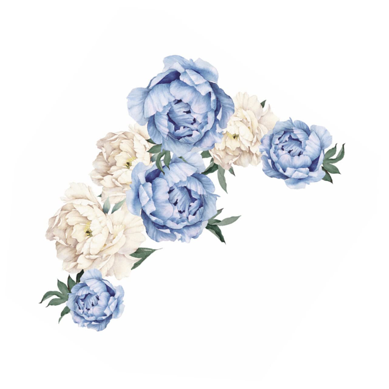 TOYANDONA Stickers Blue 1 Sheet Peony Wall Sticker Vintage Sticker Blooming Rose Wall Decals PVC Wall Stickers 3D Blue Removable Wall Stickers Blue Wall Decor