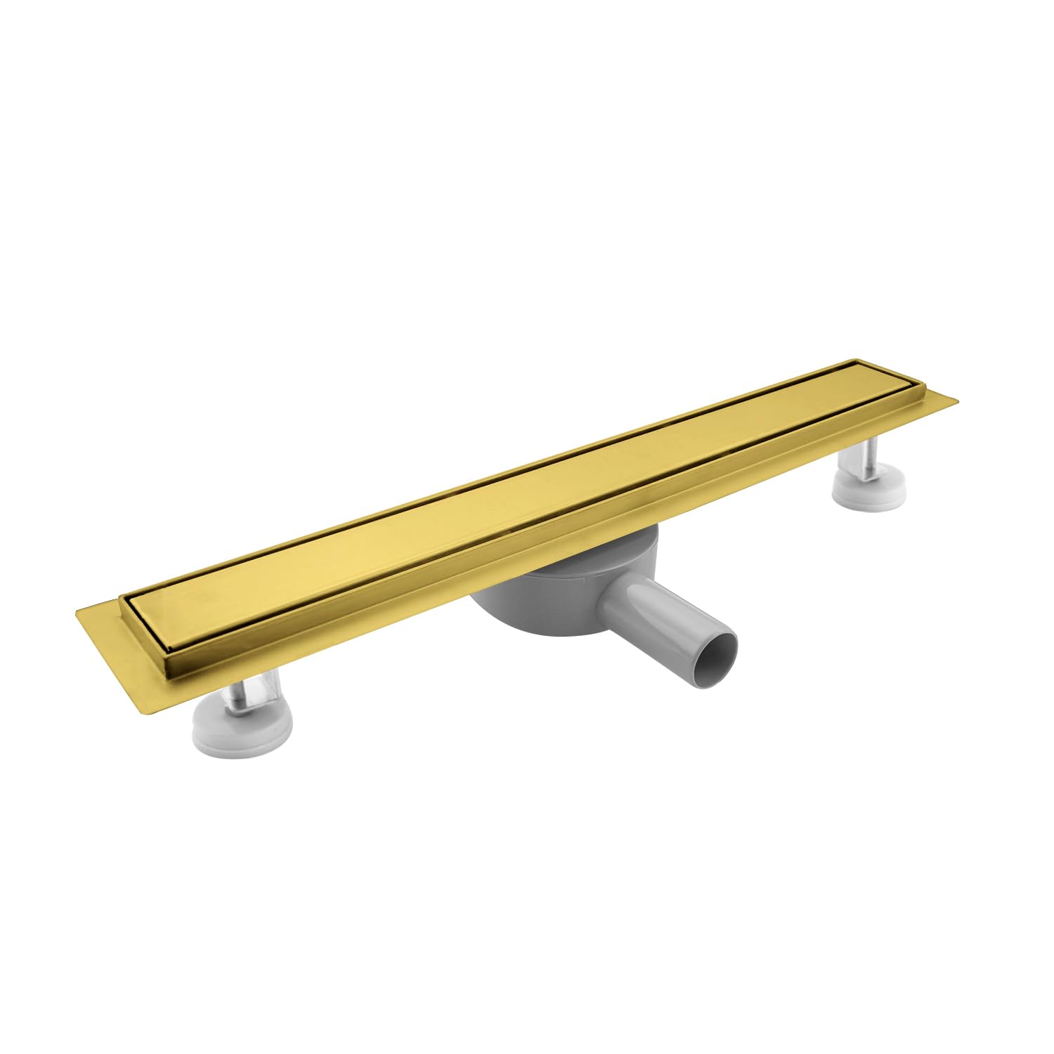 SaniteModar 40 cm Gold Linear Shower Drain, 2-in-1 Tile Insert Panel Shower Drain with 360°Siphon, Brushed 304 Stainless Steel Linear Drain with Leveling Feet