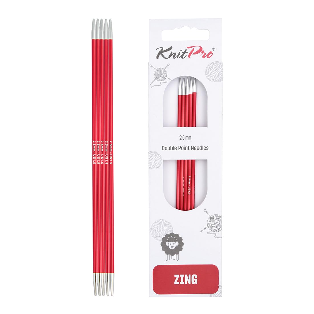 KnitPro Zing Double Pointed Needles 6" (15cm) | 2.50mm