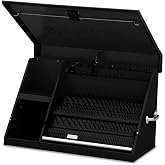 Montezuma XL450B 36&rdquo; Triangle Tool Box for Truck, Weather-Resistant, Black | Portable Tool Box Organizer with Multi-Tier Design, 16-Gauge Steel Construction, SAE &amp; Metric Tool Chest, Locking Latch