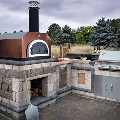 Chicago Brick Oven Wood-Burning Outdoor Pizza Oven, CBO-500 Countertop Oven with Silver Vein Hood