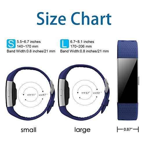 image for POY Replacement Bands Compatible for Fitbit Charge 2, Adjustable Breat