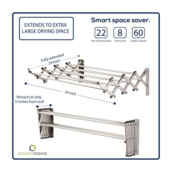 Smartsome Space Saver Fold Away Racks Stainless Steel Wall Mounted