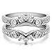 TwoBirch Sterling Silver Half Halo Prong and Channel Set Ring Guard With Cubic Zirconia (1.01 ct.)