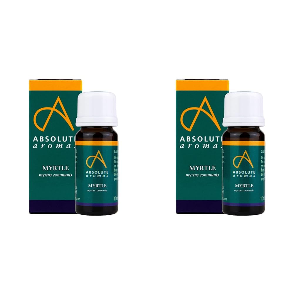 Absolute Aromas Myrtle (myrtus communis) Essential Oil 10ml - 100% Pure, Natural, Undiluted, Vegan and Cruelty-Free - for use in Diffusers and Aromatherapy Blends (Pack of 2)