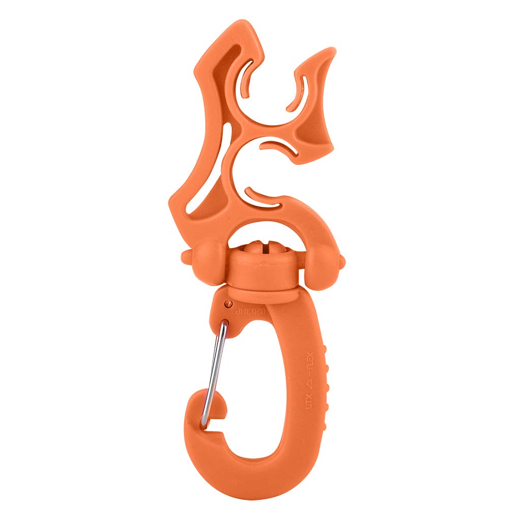 SPYMINNPOO Scubaing Diving Clip, Scubaing Diving Double BCD Hose Holder Clip Regulator Retainer Buckle Hook for Dive Snorkeling(Bright Orange) Diving Hose Holder Orange Scuba Regulator Necklace