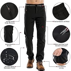 linlon Men's Snow Ski Waterproof Fleece Lined Pants